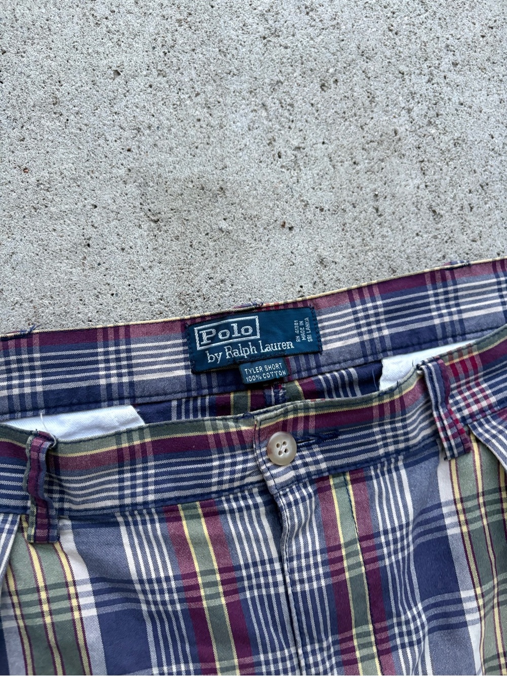 Vintage Polo Ralph Lauren Tyler Short Pleated Plaid Shorts Navy Maroon 35 x 8.5 - Picture 3 of 3